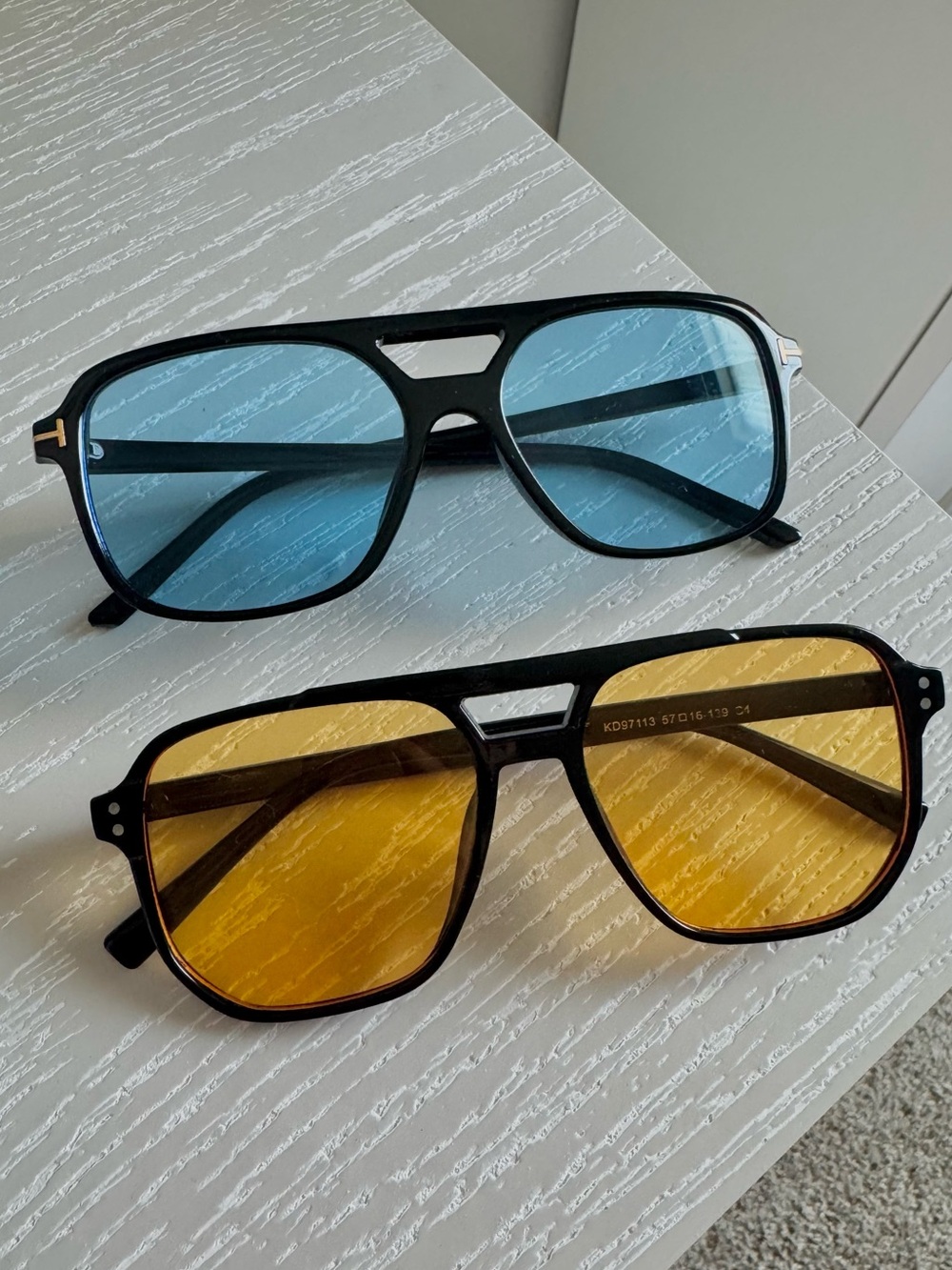 Aviator Sunglasses with Blue and Amber Lenses